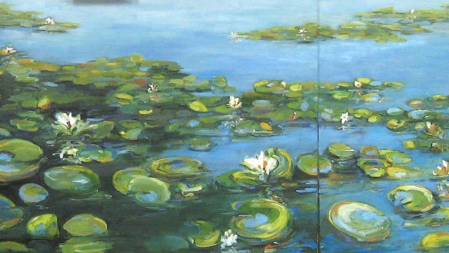 seattle waterlilies 24" x 56" oil on canvas