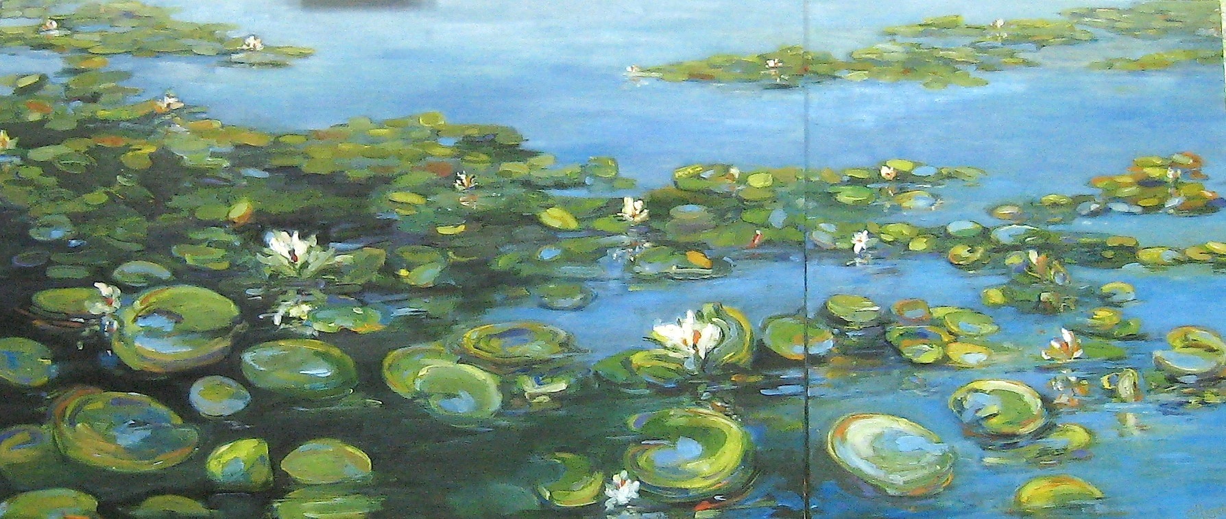 seattle waterlilies 24" x 56" oil on canvas